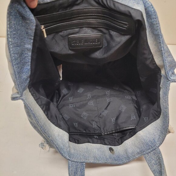 Steve Madden Banisia/Anisia Denim Multi-Pocket Tote Bag Blue Jean Large - Picture 11 of 15